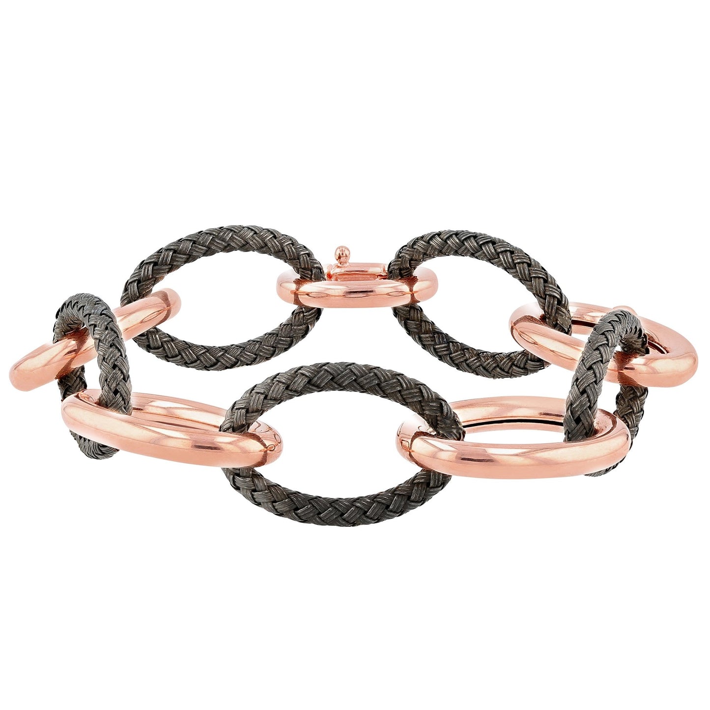 Rose Gold Plated 925 Sterling Silver Oval Link Endless Bracelet