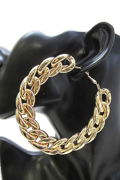 EARRING HOOP CUBAN CHAIN 90MM