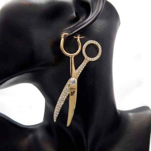 CRYSTAL SCISSORS SHAPE EARRING