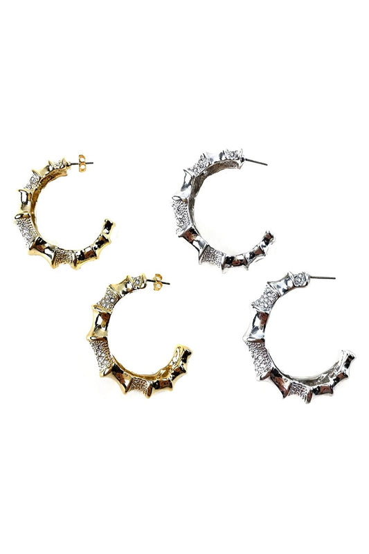 Rhinestone Studded metal hoop earrings