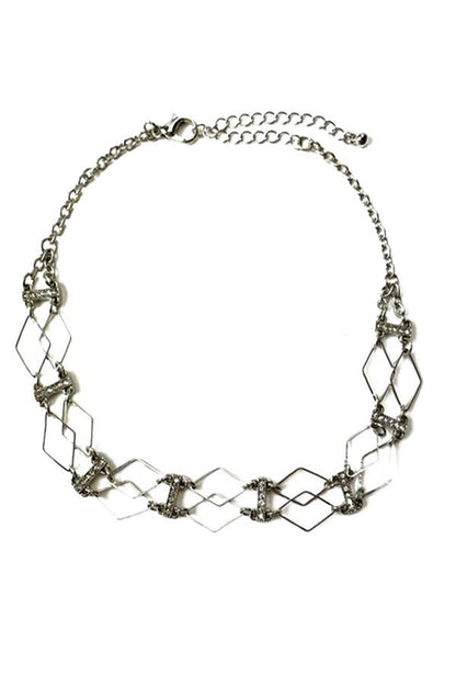 Elegant Diamond Cutout Crystal Accent Choker