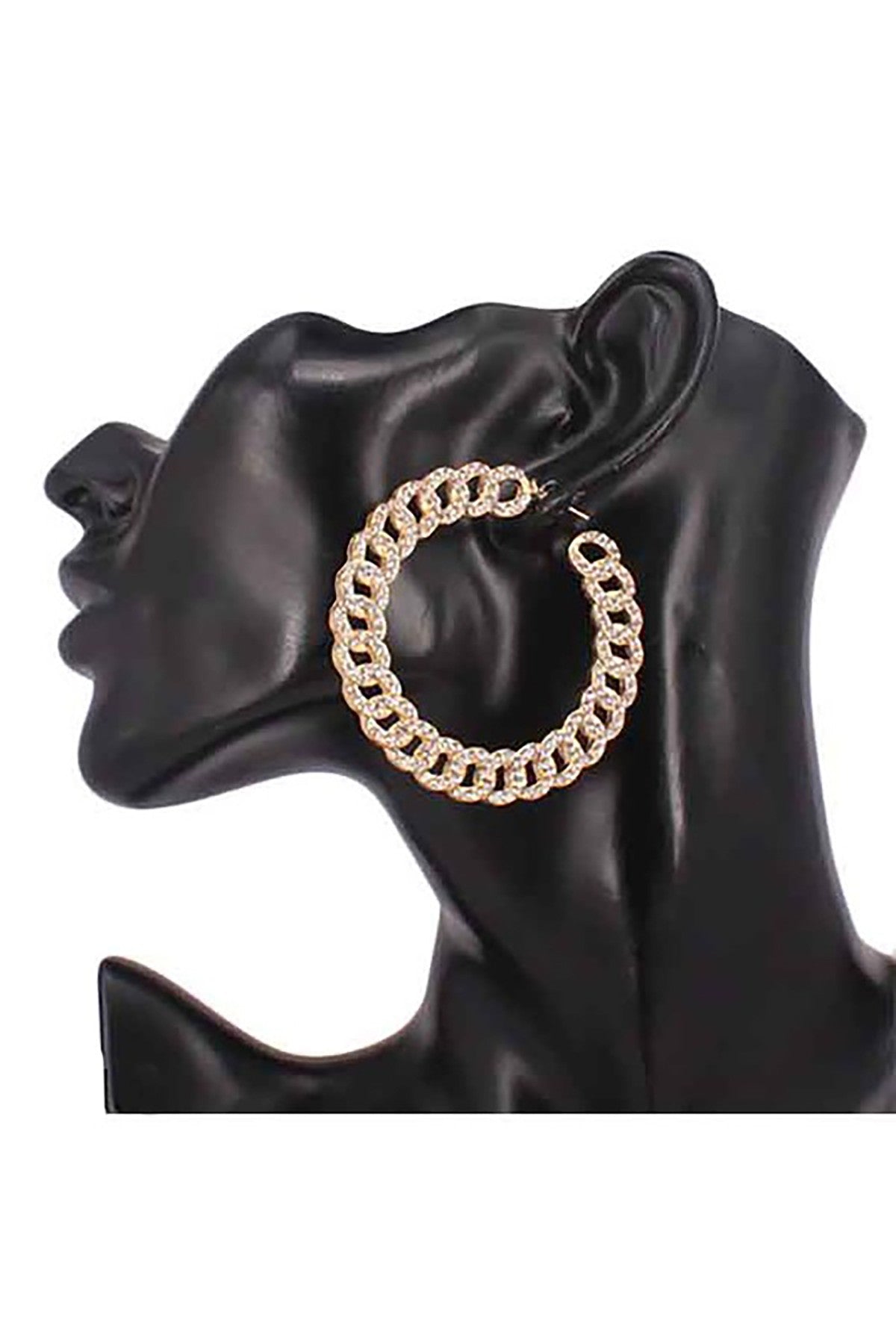 RHINESTONE LINK CHAIN HOOP EARRING