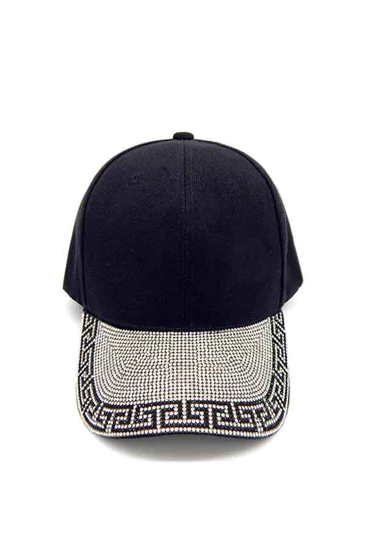 POLYESTER WITH RHINESTONE GREEK KEY BALL CAP