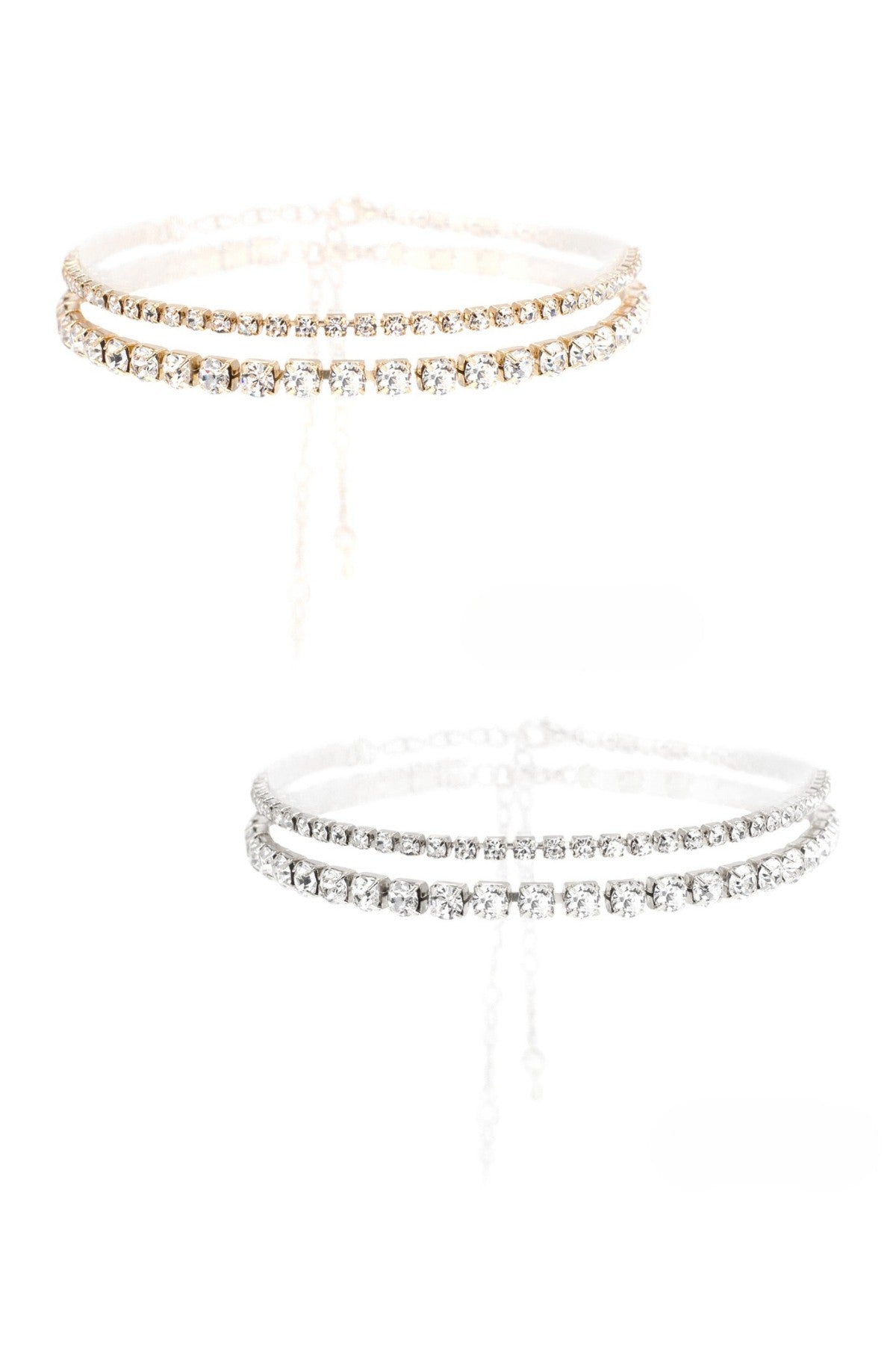 RHINESTONE 4MM 6MM CHOKER 2 NECKLACE