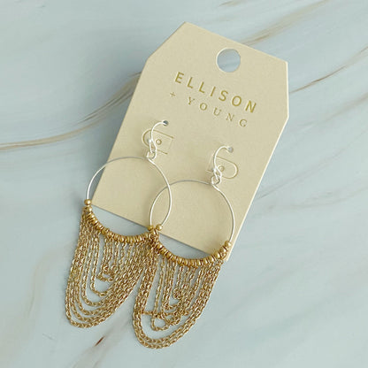 Chain Drapes Two Tone Earrings