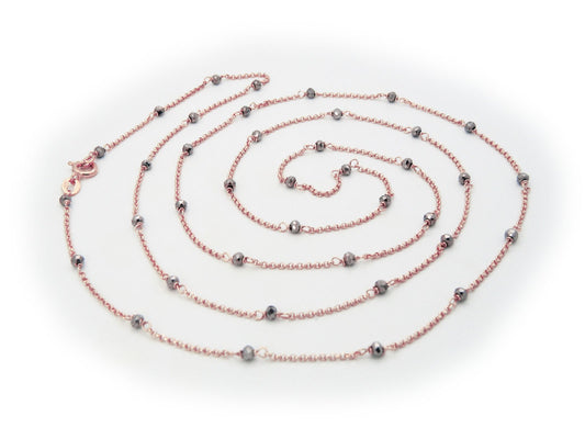 Italian Hematite Nuggets Rose Necklace, 32"