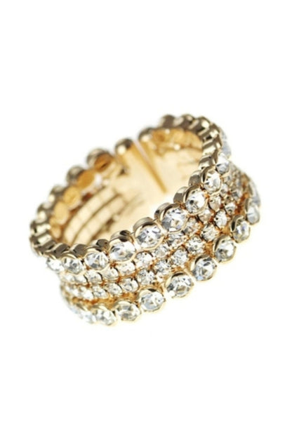 RHINESTONE FRAME MEMORY WIRE RING