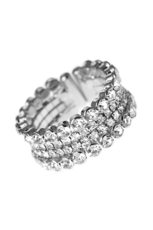 RHINESTONE FRAME MEMORY WIRE RING