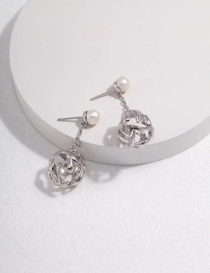 Dainty Hollow Pearl Earrings