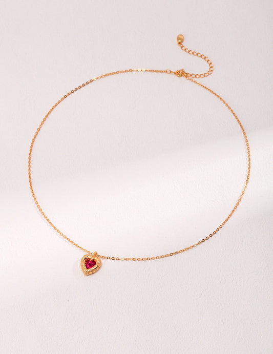 Red Steel Jade Love Zircon Necklace