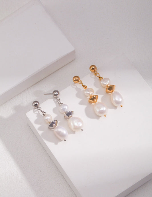 Natural Irregular Potato-Shape Baroque Pearl Earrings