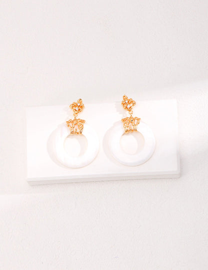 Hollow Round Shell Drop Earrings