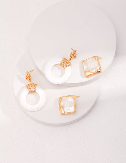 Hollow Round Shell Drop Earrings