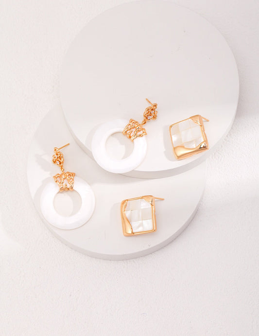 Hollow Round Shell Drop Earrings