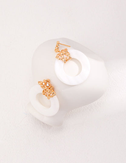 Hollow Round Shell Drop Earrings