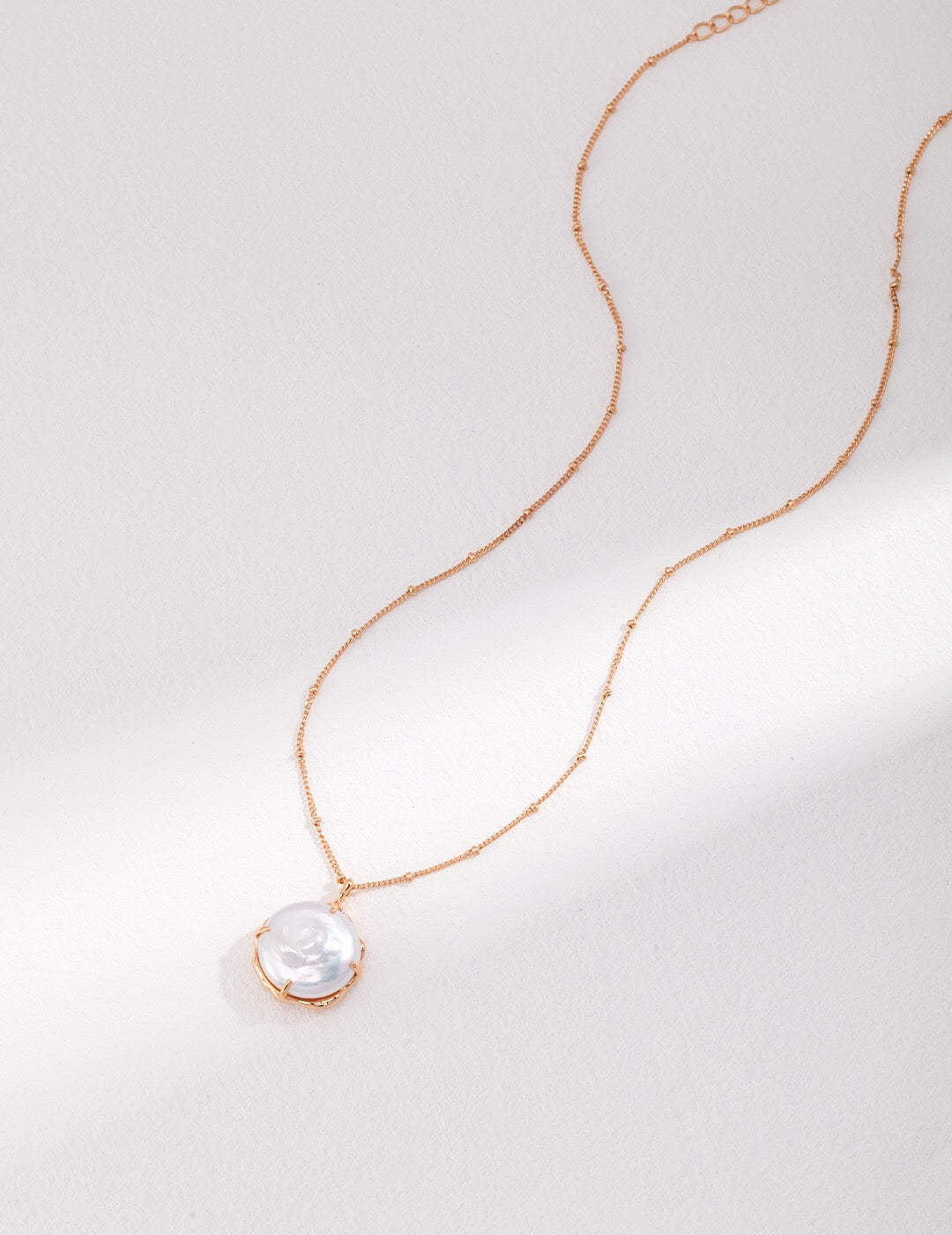 Dainty Large Round Pearl Pendant Necklace