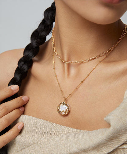 Dainty Large Round Pearl Pendant Necklace