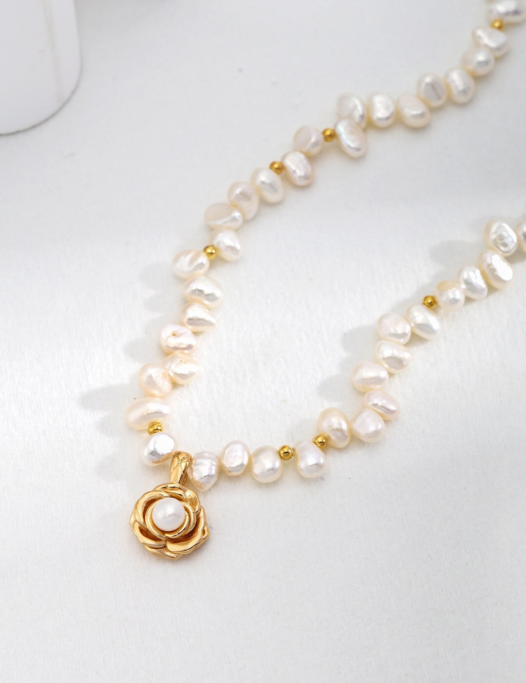 Dainty Camellia Pearl Necklace