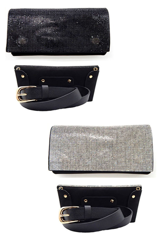 Rhinestone Leather Hand & Hip Sack Bag