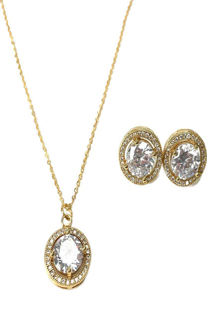 CUBIC ZIRCONIA PENDANT NECKLACE SET