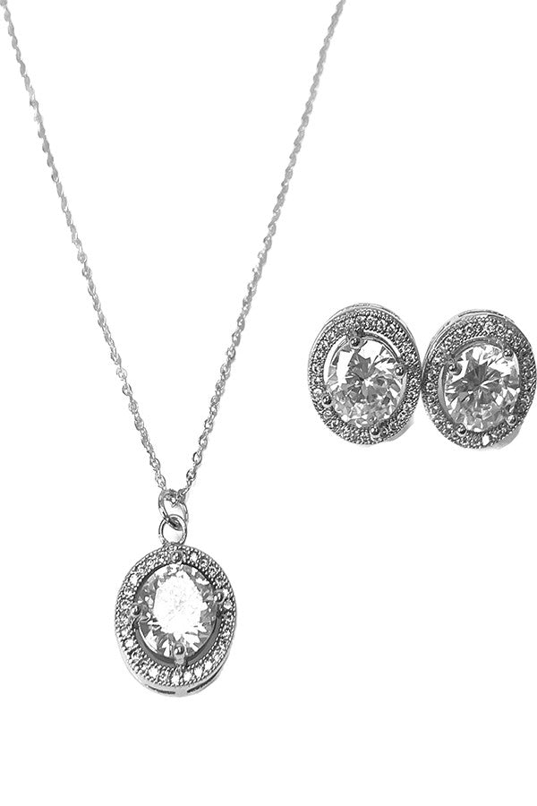 CUBIC ZIRCONIA PENDANT NECKLACE SET