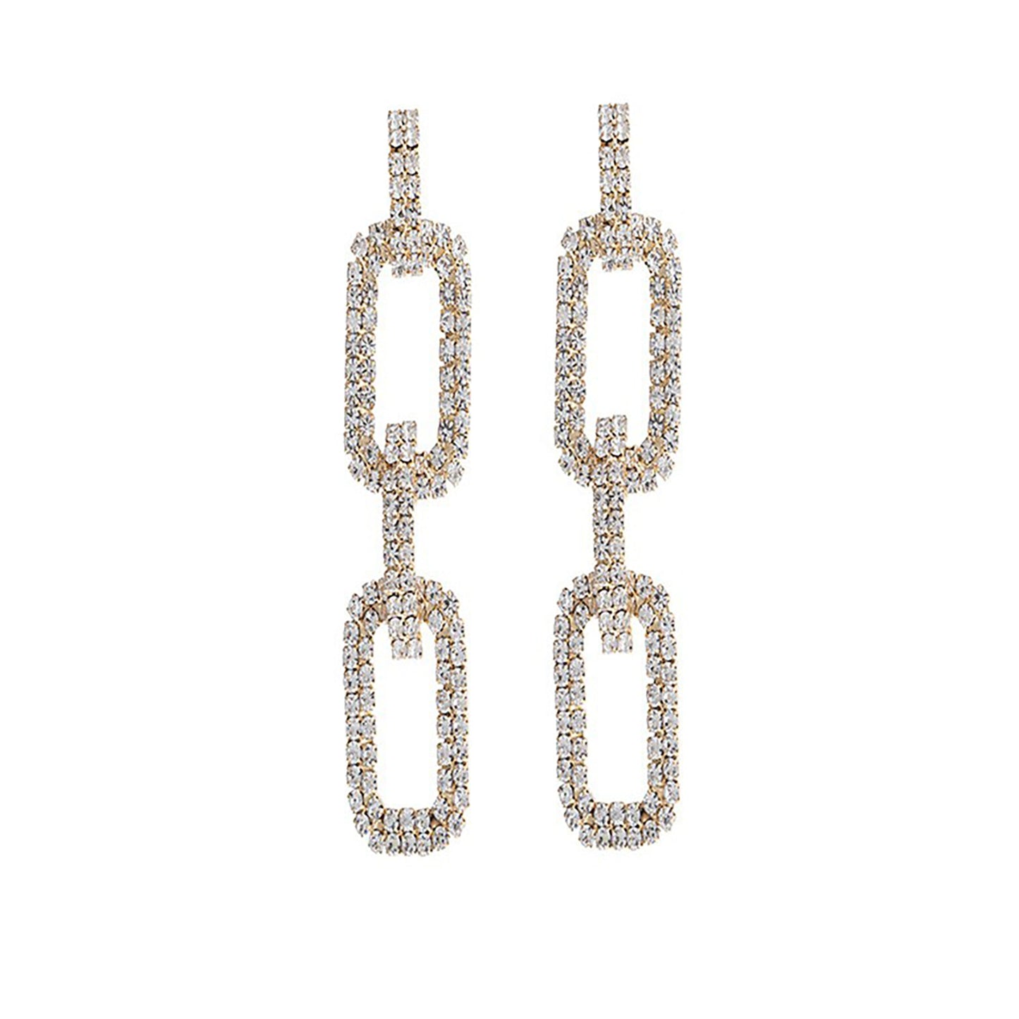 Rhinestone Rectangle Link Earrings