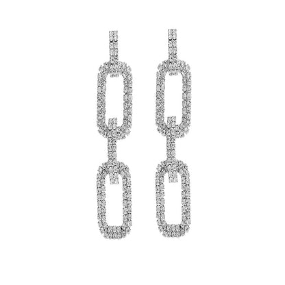 Rhinestone Rectangle Link Earrings