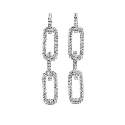 Rhinestone Rectangle Link Earrings