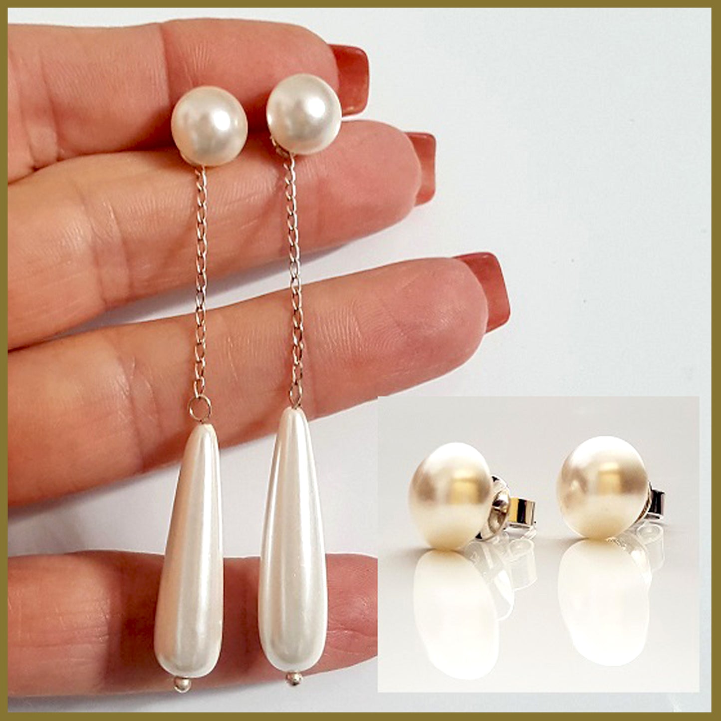 Swarovski Pearl & Shell Pearl 2-way Earrings