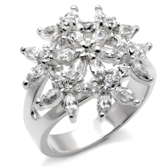 31820 - High-Polished 925 Sterling Silver Ring with AAA Grade CZ  in