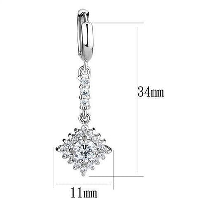 Star-Shaped Rhodium Brass Dangly Earrings with AAA Grade Crystal Centre