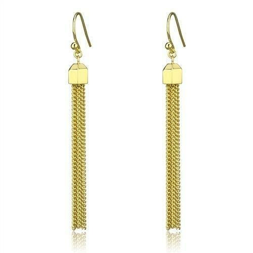 Gold Brass Dangly Earrings with Hanging Tassels