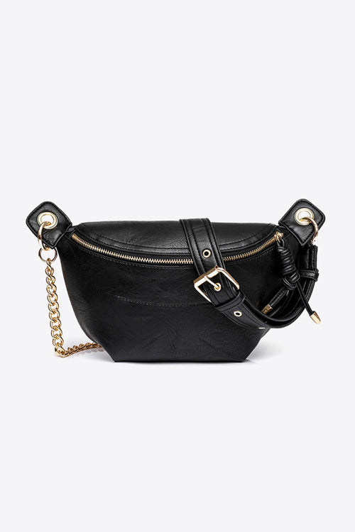 Leather Chain Strap Crossbody Bag