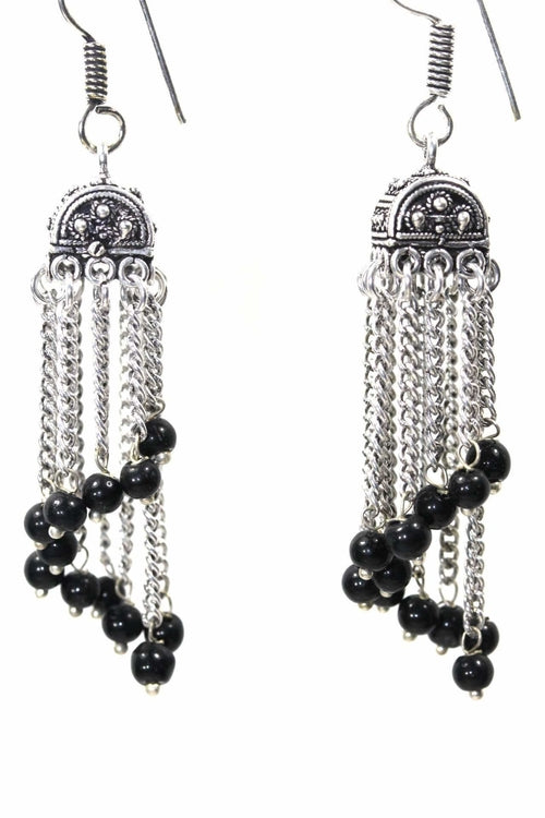 Curving Dangle Chandelier Bead Earrings