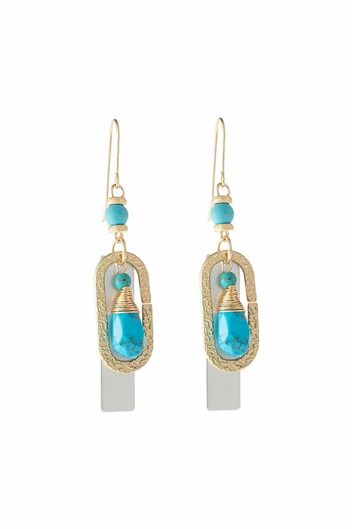 Stone Charm Drop Earrings