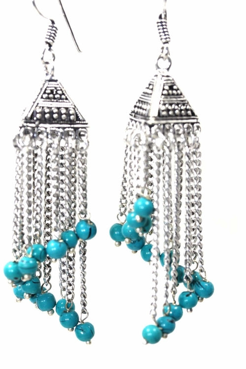 Curving Dangle Chandelier Bead Earrings