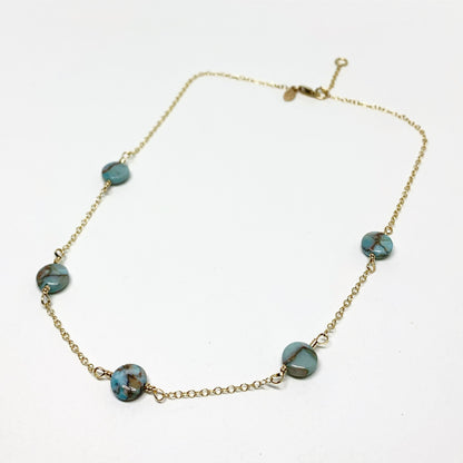 Turquoise Disc Choker Necklace