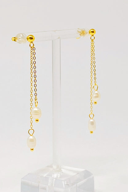 Freshwater Pearls On Dangle Earrings