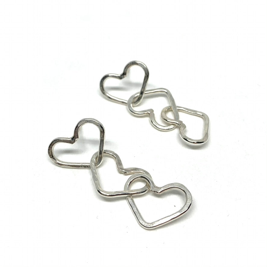 Triple Heart Dangle Earrings