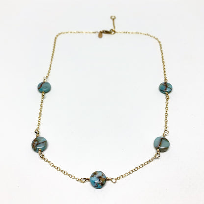 Turquoise Disc Choker Necklace