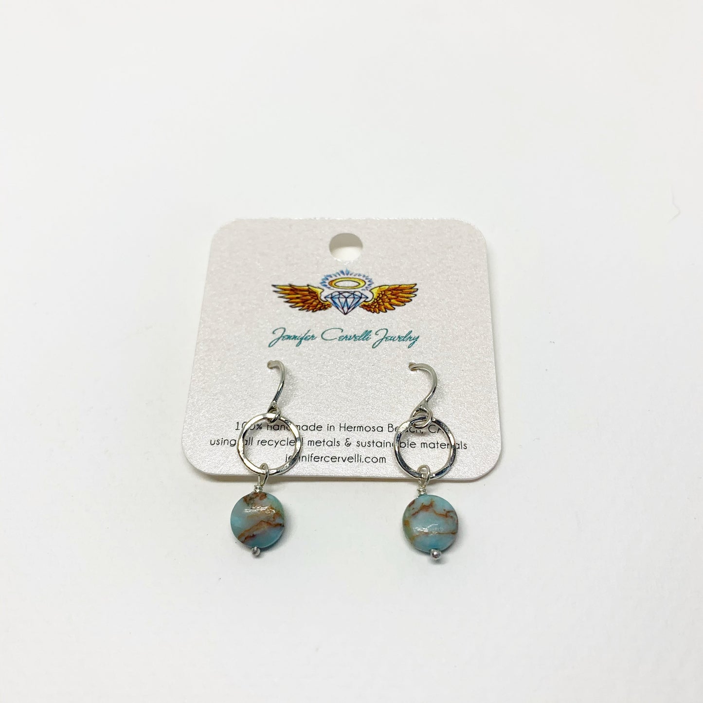 Turquoise Disc Drop Earrings