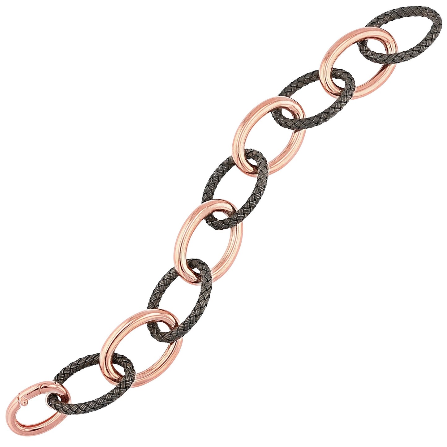 Rose Gold Plated 925 Sterling Silver Oval Link Endless Bracelet