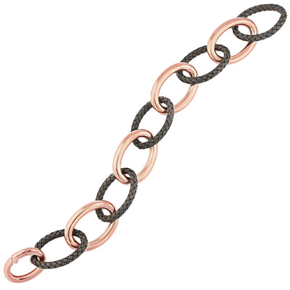 Rose Gold Plated 925 Sterling Silver Oval Link Endless Bracelet