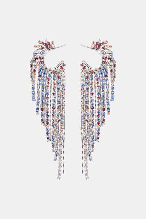 Fringed Rhinestone Zinc Alloy Dangle Earrings