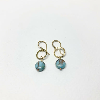 Turquoise Disc Drop Earrings