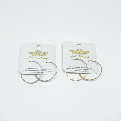 Crescent Moon Hoop Earrings (Recycled Metals, Sustainable)