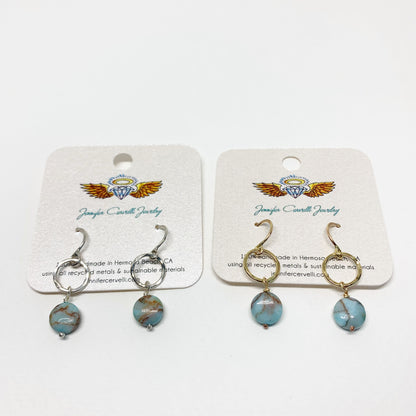 Turquoise Disc Drop Earrings