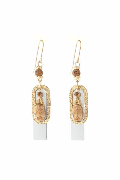 Stone Charm Drop Earrings