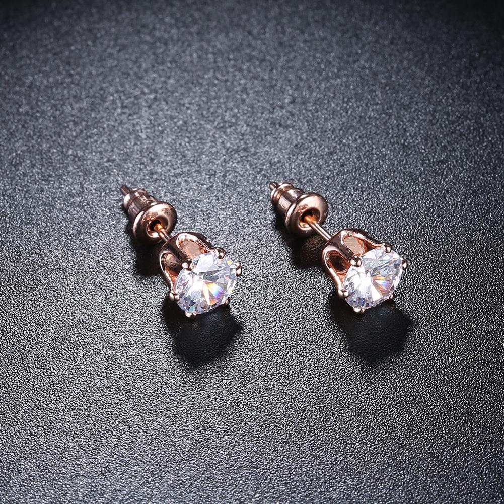 Crystal Pave Stud Earring in 18K Rose Gold Plated