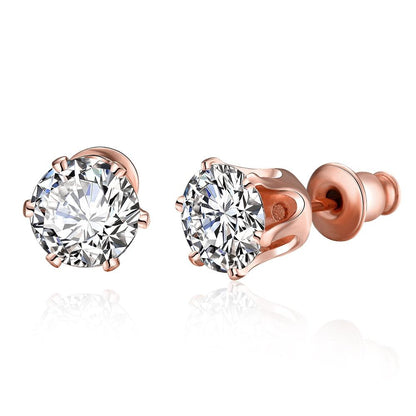 Crystal Pave Stud Earring in 18K Rose Gold Plated